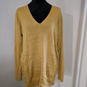 Old Navy V-Neck Sweater in Mustard Yellow Large Tall